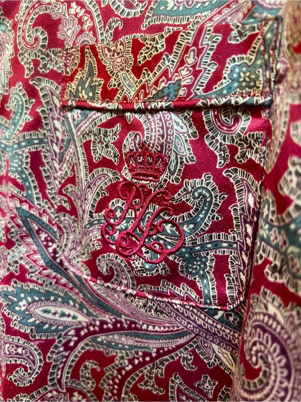 Ralph Lauren Paisley Pajama Set Burgundy Rust Old Money Quiet Luxury High End - Picture 7 of 10